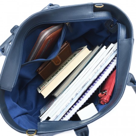 Кожаная женская сумка "Калипсо" (синяя)