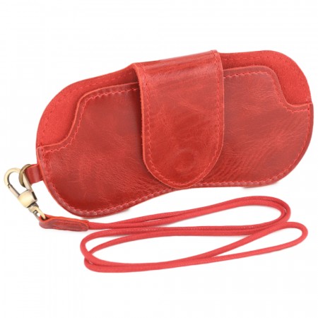 Кожаный чехол для очков "Бразилия" (глянец красный) 