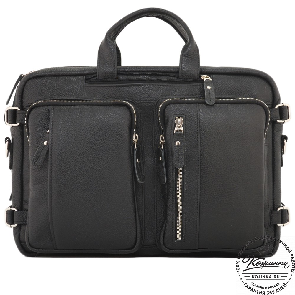 Кожаная сумка-рюкзак "Бигмэн" (черная)