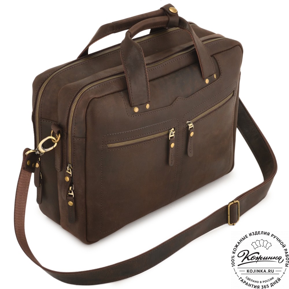 Кожаная мужская сумка-рюкзак "Генри" (коричневый)