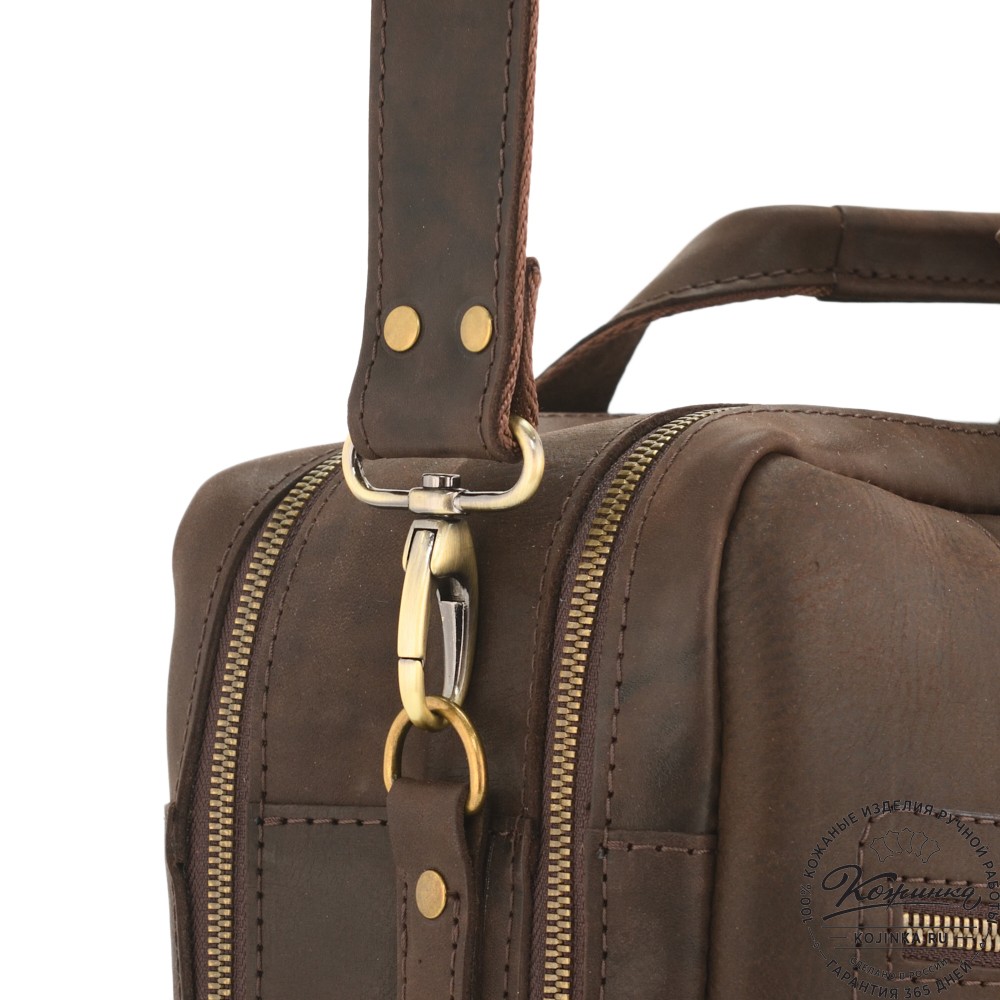 Кожаная мужская сумка-рюкзак "Генри" (коричневый)