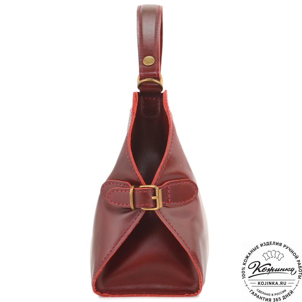 Женская кожаная сумка "Анталия" с косметичкой (вишня)