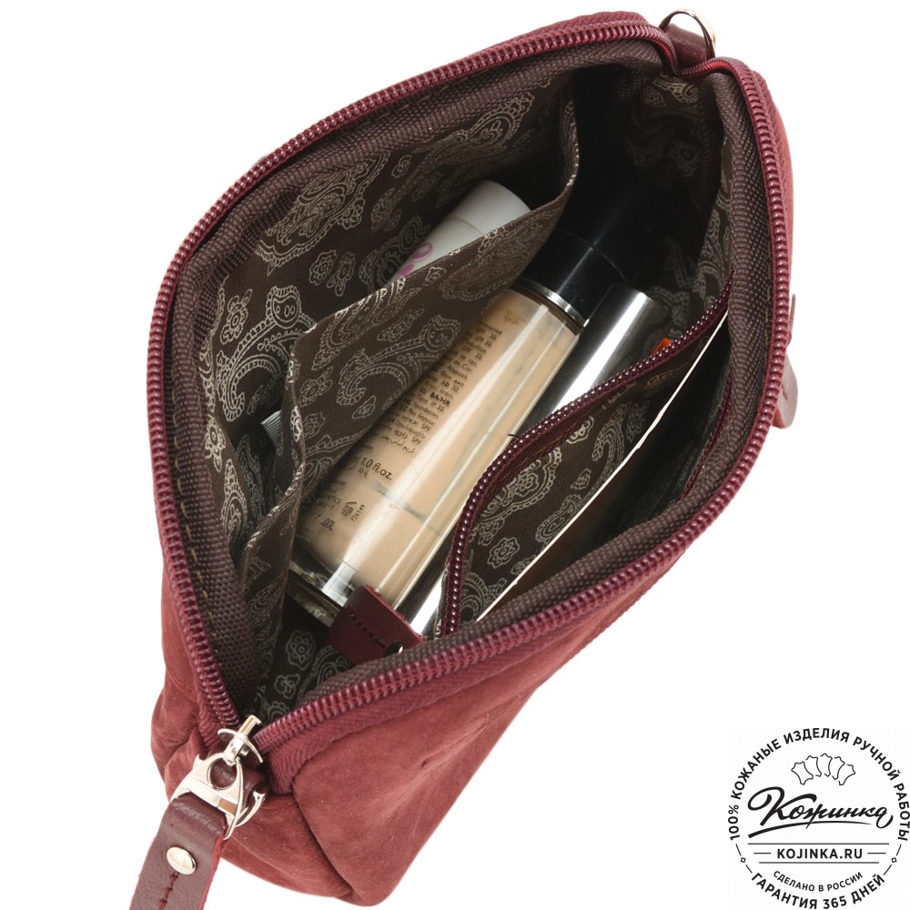  Кожаный клатч "Марта" (нубук вишня)