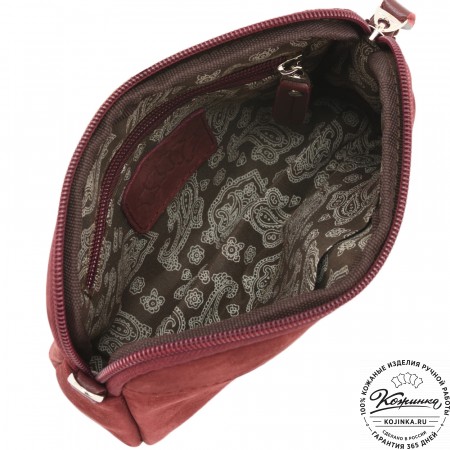  Кожаный клатч "Марта" (нубук вишня)