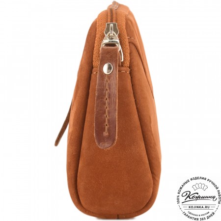  Кожаный клатч "Марта" (нубук рыжий)