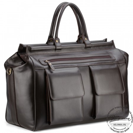 Кожаный дорожный саквояж "Бранденбург" (тёмно-коричневый)