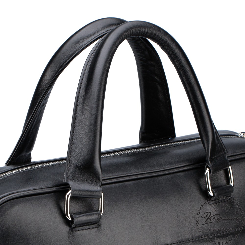 Кожаная деловая сумка "Гофман" (чёрная) 