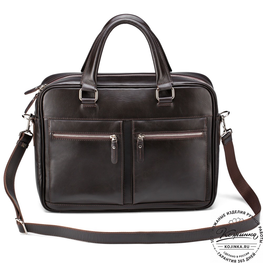 Кожаная деловая сумка "Гофман" (коричневая) 
