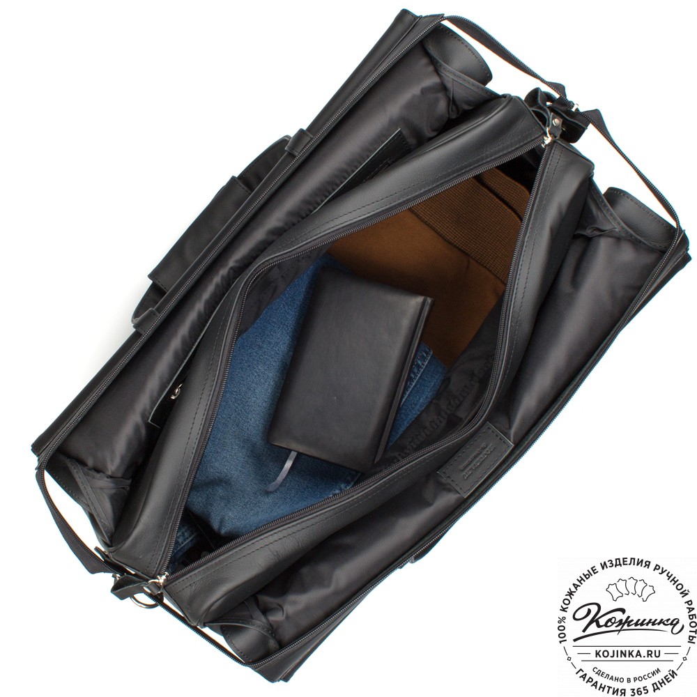 Кожаный дорожный саквояж "Гарри" (чёрный)