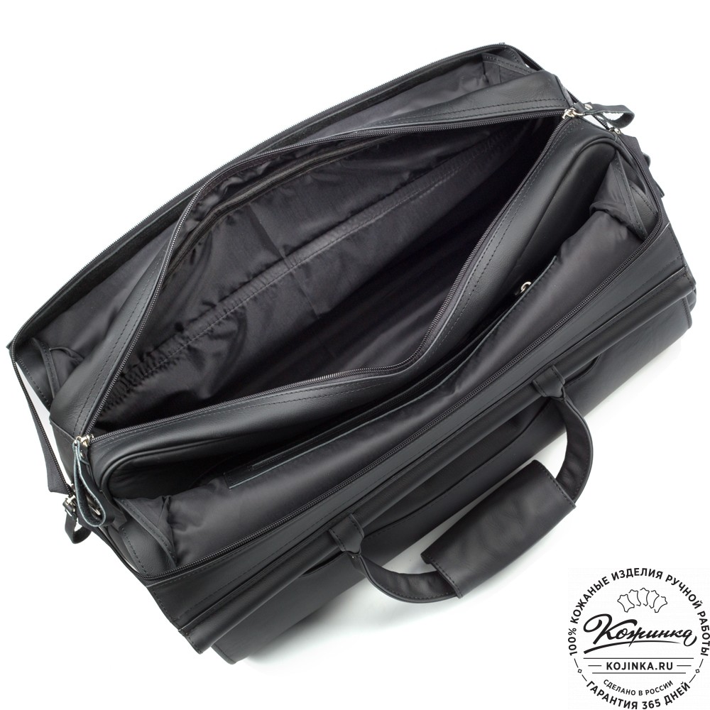 Кожаный дорожный саквояж "Гарри" (чёрный)