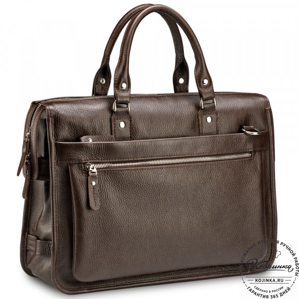 Кожаная деловая сумка "Вильямс" (тёмно-коричневая) . фото 1