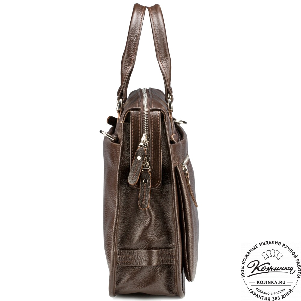 Кожаная деловая сумка "Вильямс" (тёмно-коричневая) 