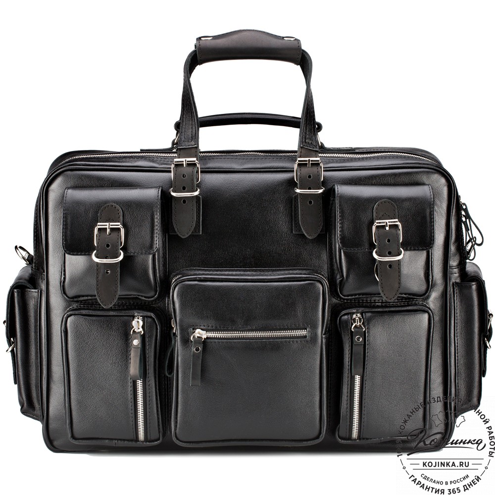 Кожаная деловая сумка для командировок  "Ричард" (чёрная)