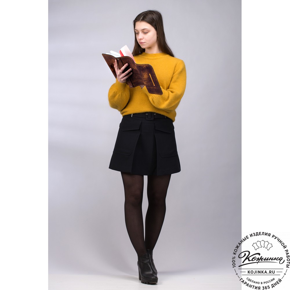 Кожаный ежедневник на кольцах "Самуэль" (чёрный)