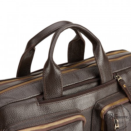 Кожаная сумка-рюкзак "Бигмэн" (тёмно-коричневая)