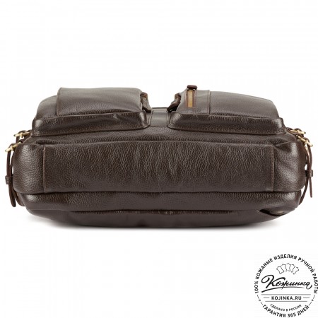 Кожаная сумка-рюкзак "Бигмэн" (тёмно-коричневая)
