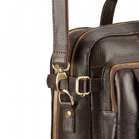 Кожаная сумка-рюкзак "Бигмэн" (тёмно-коричневая)