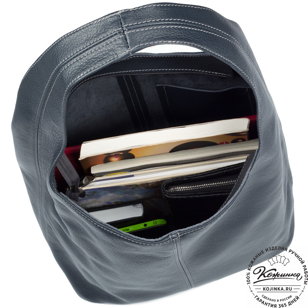 Женская кожаная сумка "Винтаж" (синяя) 