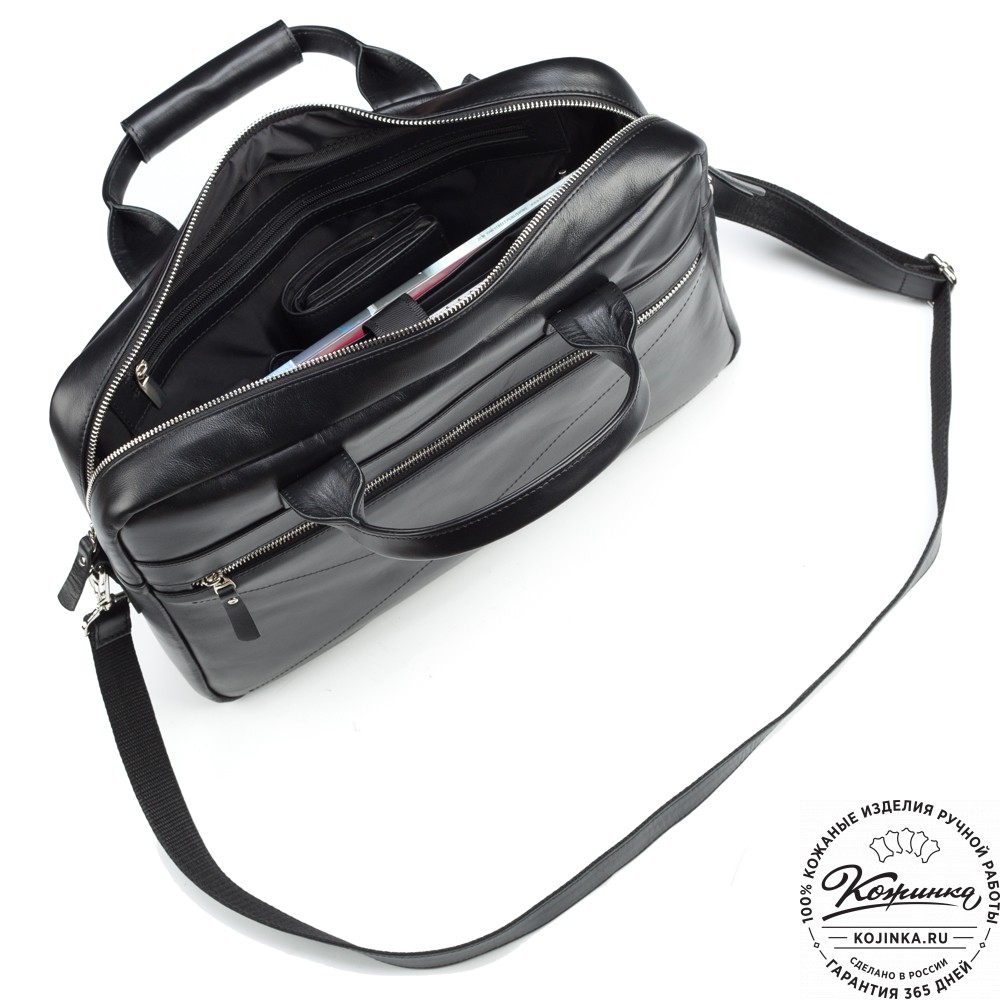 Кожаная деловая сумка "Андерсон" (чёрная) 