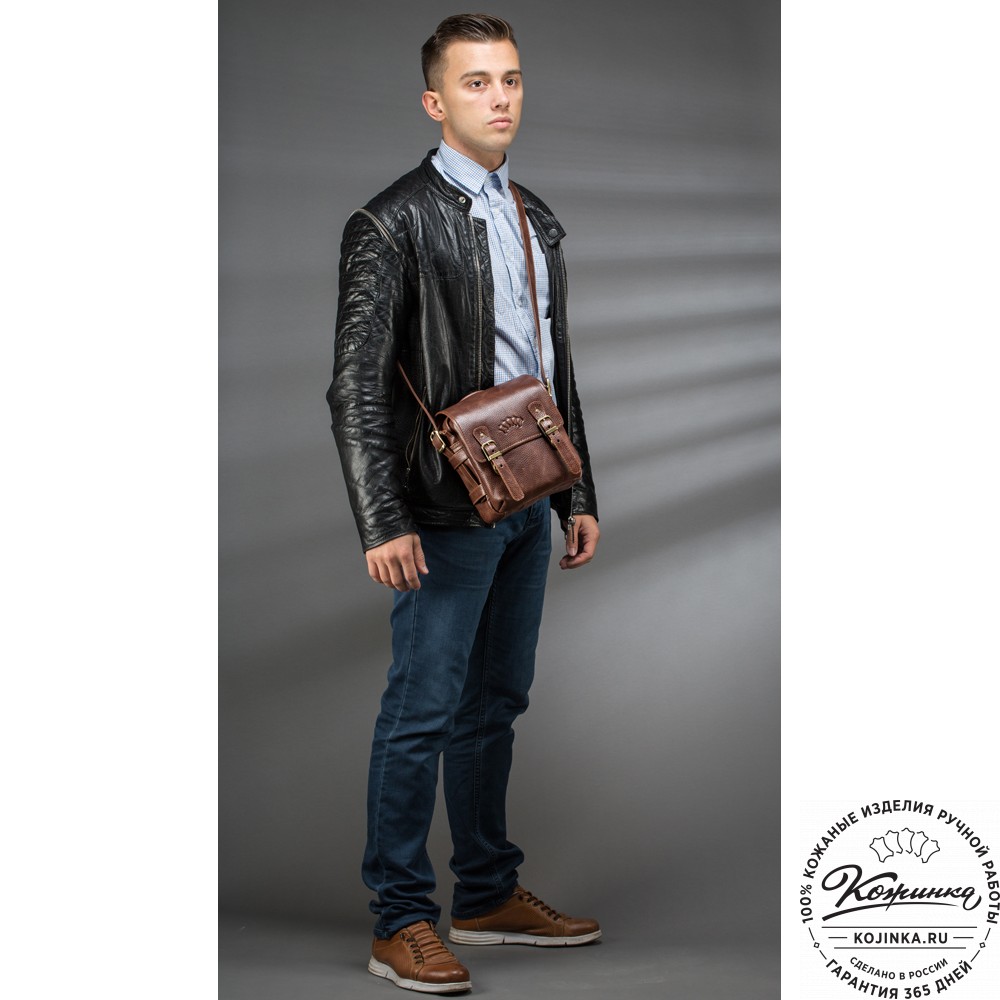 Кожаная сумка через плечо "Джек" (чёрная) 