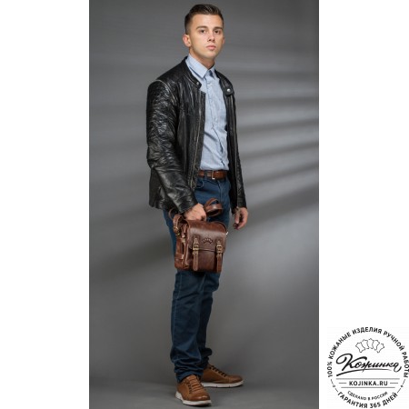 Кожаная сумка через плечо "Джек" (чёрная) 