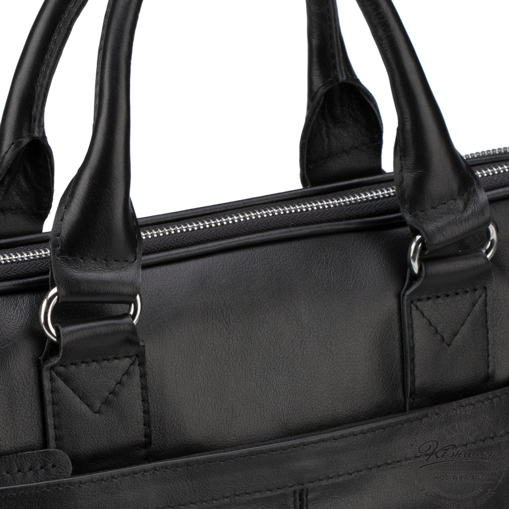 Кожаная деловая сумка "Кларк" (чёрная) 