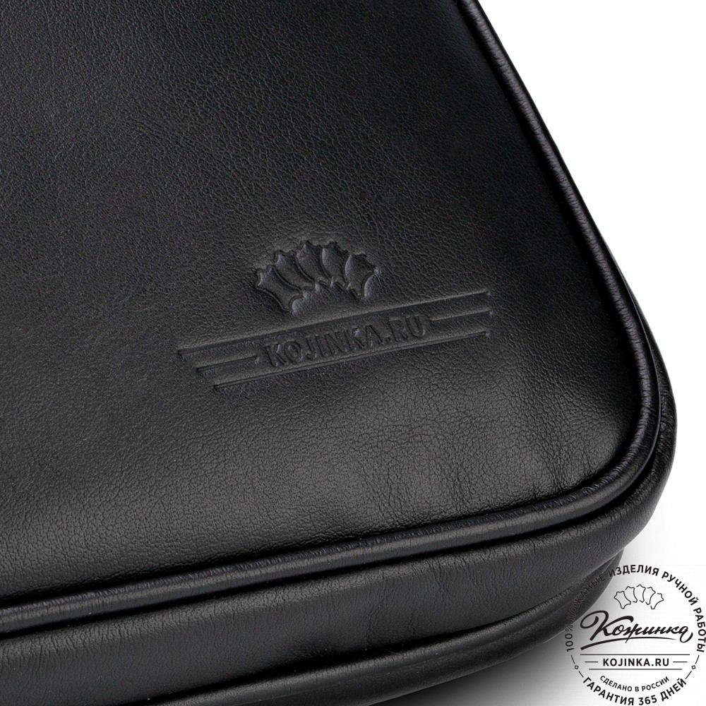 Кожаная деловая сумка "Кларк" (чёрная) 