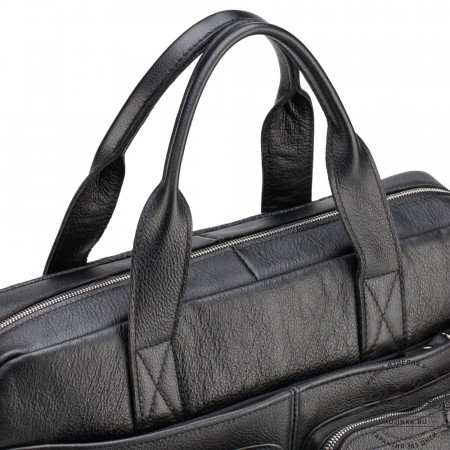 Кожаная деловая сумка "Гильермо" (чёрная) 