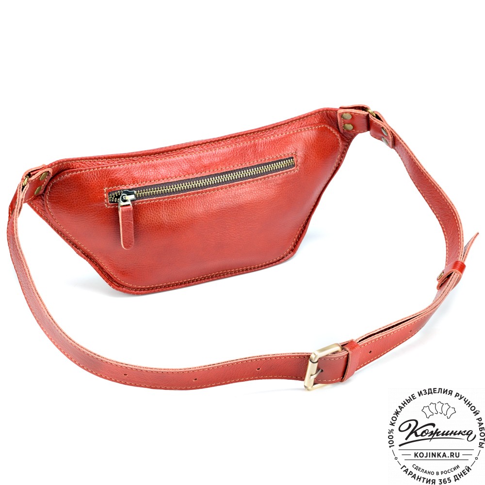 Кожаная сумка на пояс "Рики" (рыжая)