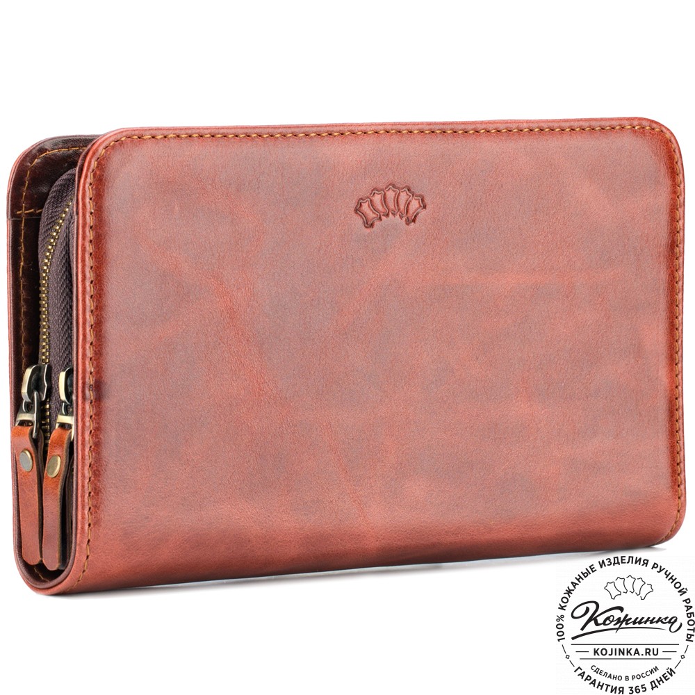 Кожаный клатч "Вилли" (рыжий антик)