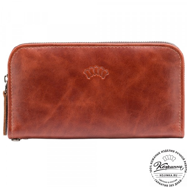 Кожаный клатч "Картер" (рыжий антик) . фото 1