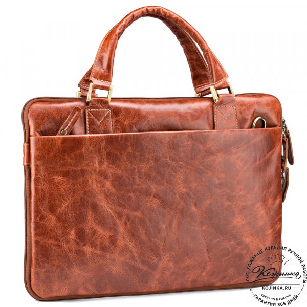 Кожаная деловая сумка "Ральф" (рыжий антик) . фото 1
