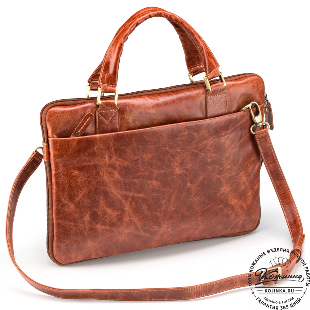 Кожаная деловая сумка "Ральф" (рыжий антик) 
