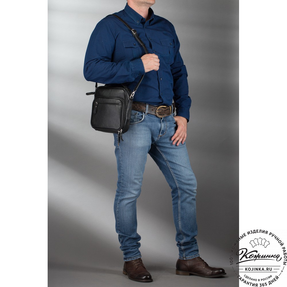 Кожаная сумка "Тедди" (чёрная)