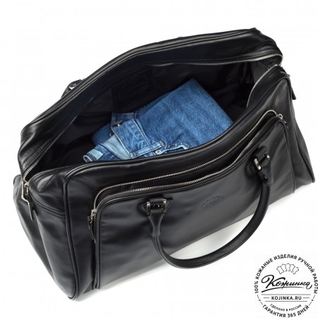 Кожаная дорожная сумка "Бруклин" (чёрная)
