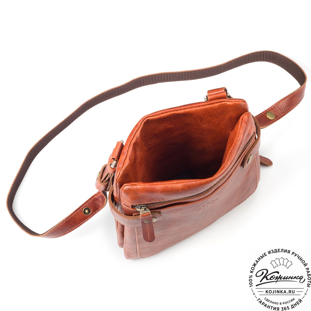 Кожаная сумка "Феликс" (рыжий антик) 