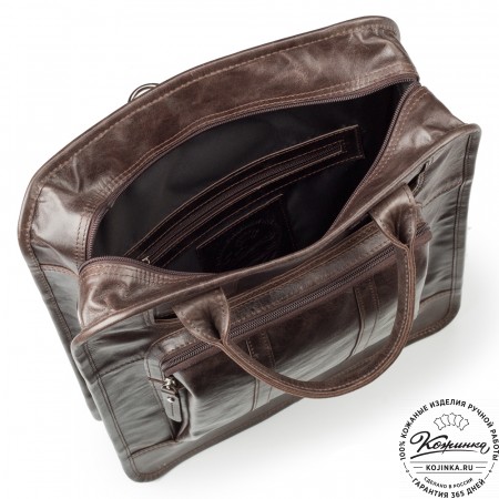 Кожаный рюкзак-сумка "Майкл" (тёмно-коричневый антик)