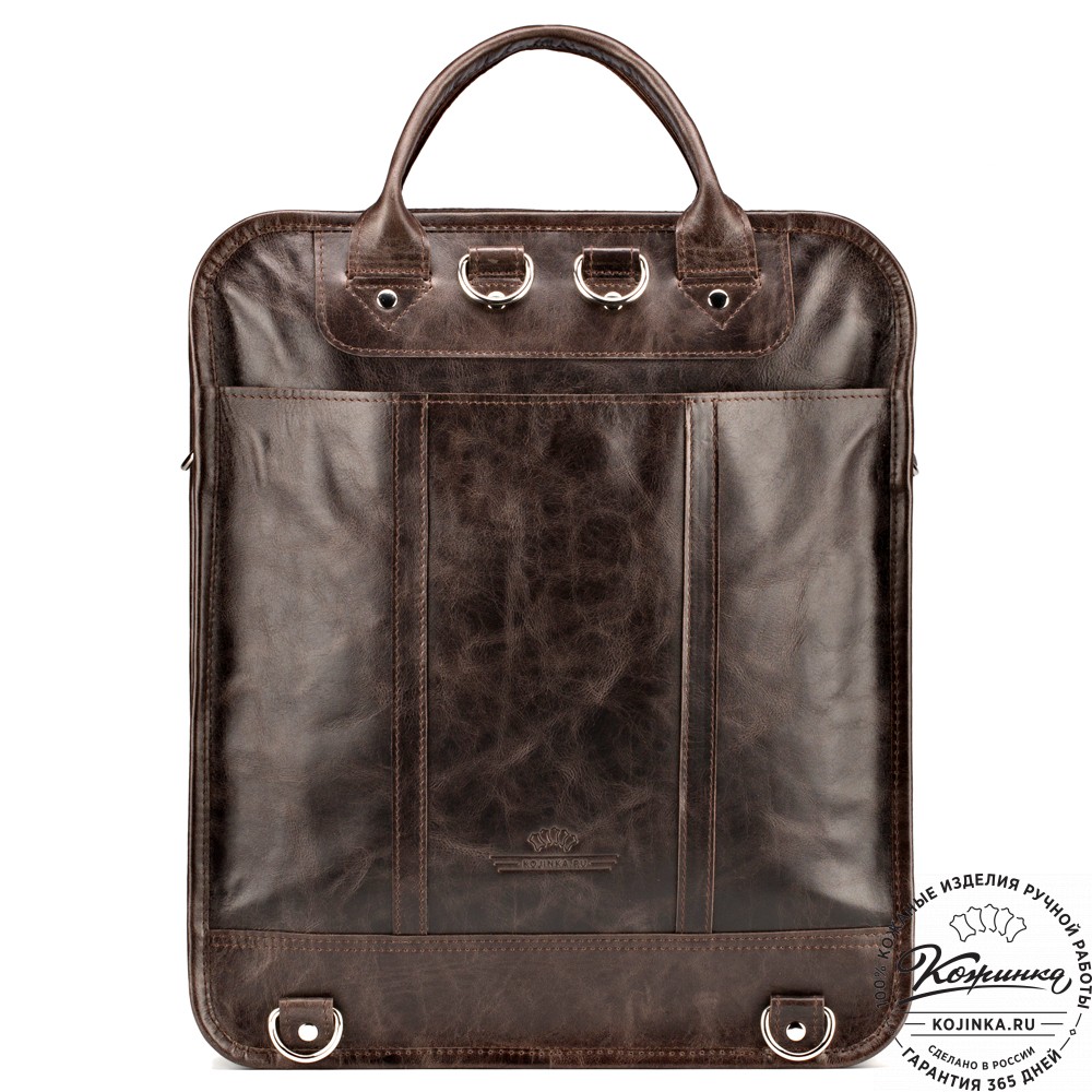 Кожаный рюкзак-сумка "Майкл" (тёмно-коричневый антик)