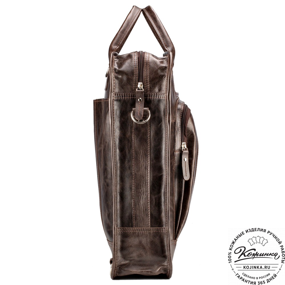 Кожаный рюкзак-сумка "Майкл" (тёмно-коричневый антик)