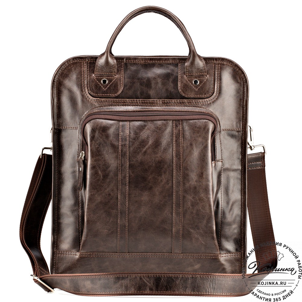 Кожаный рюкзак-сумка "Майкл" (тёмно-коричневый антик)