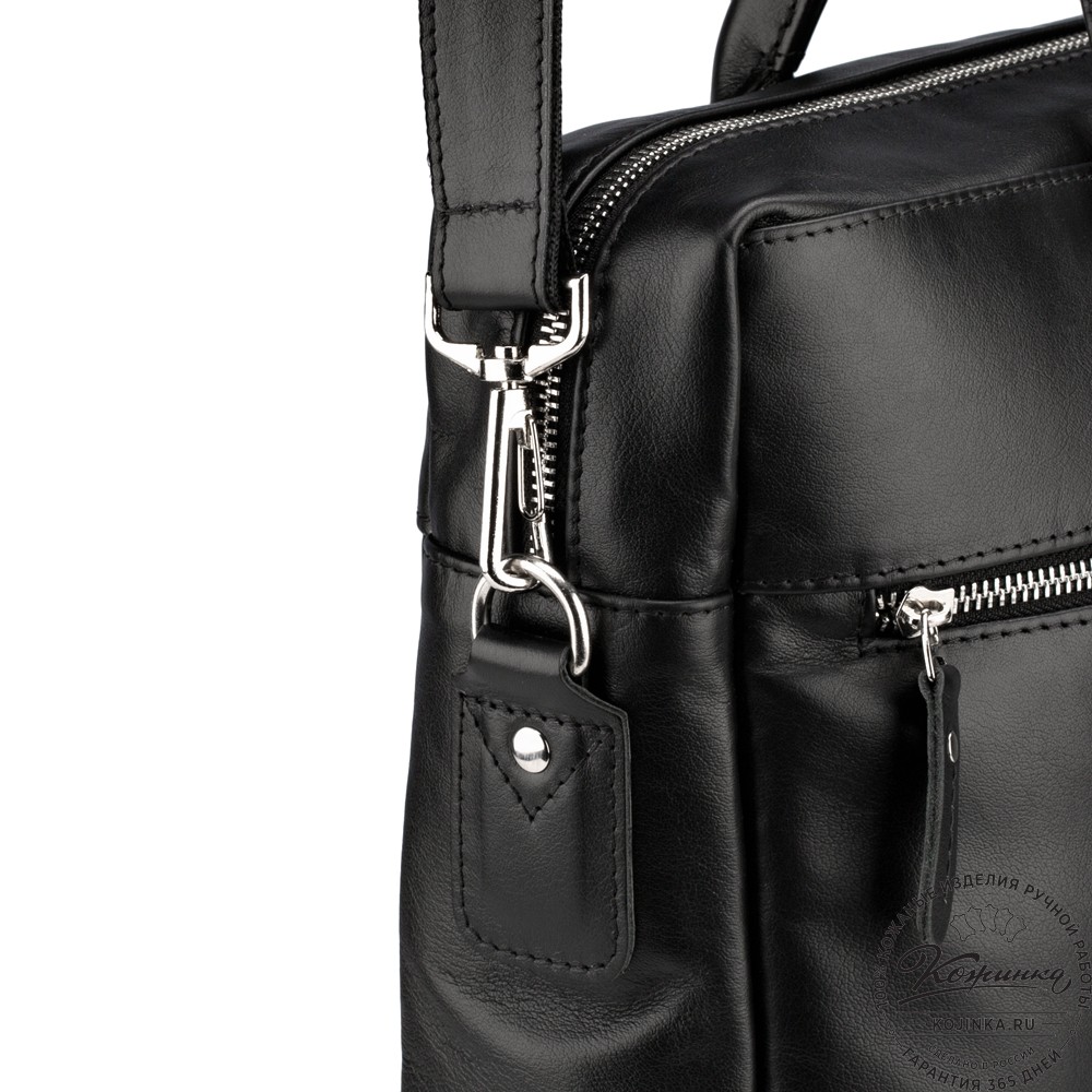 Кожаная деловая сумка "Спенсер" (чёрная) 