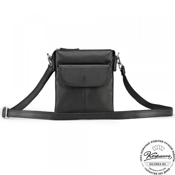 Кожаная сумка "Вуди" (чёрная). фото 1