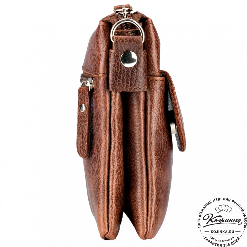 Кожаная сумка "Вуди" (светло-коричневая)