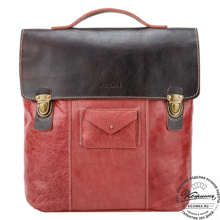 Кожаный рюкзак "Школьник" (брусничный)