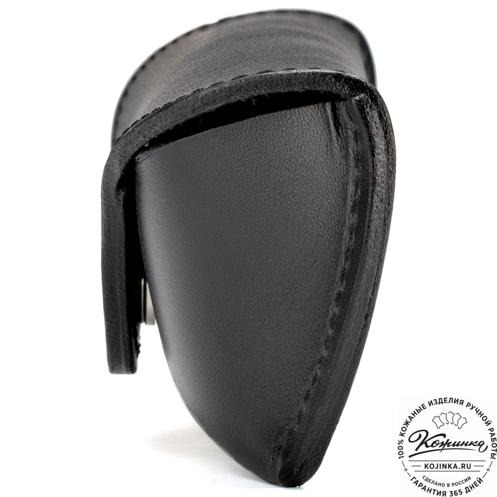 Кожаный футляр для очков из жёсткой кожи (чёрный) 