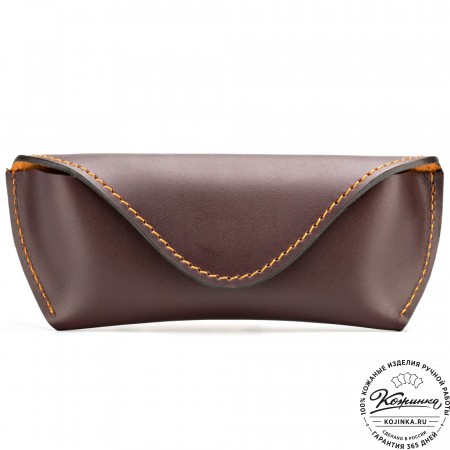 Кожаный футляр для очков из жёсткой кожи (коричневый)