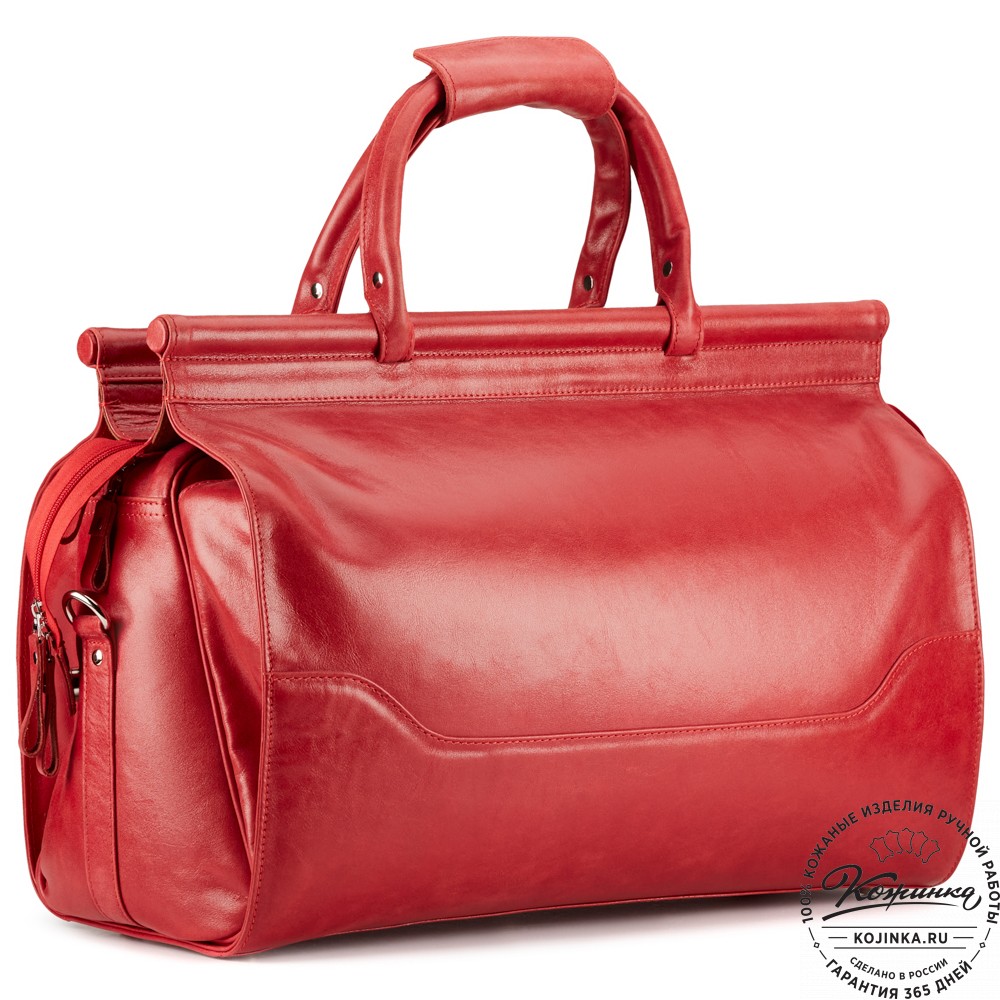 Кожаный дорожный саквояж "Гарри" (красный)