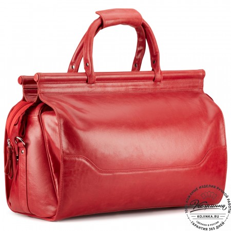 Кожаный дорожный саквояж "Гарри" (красный)