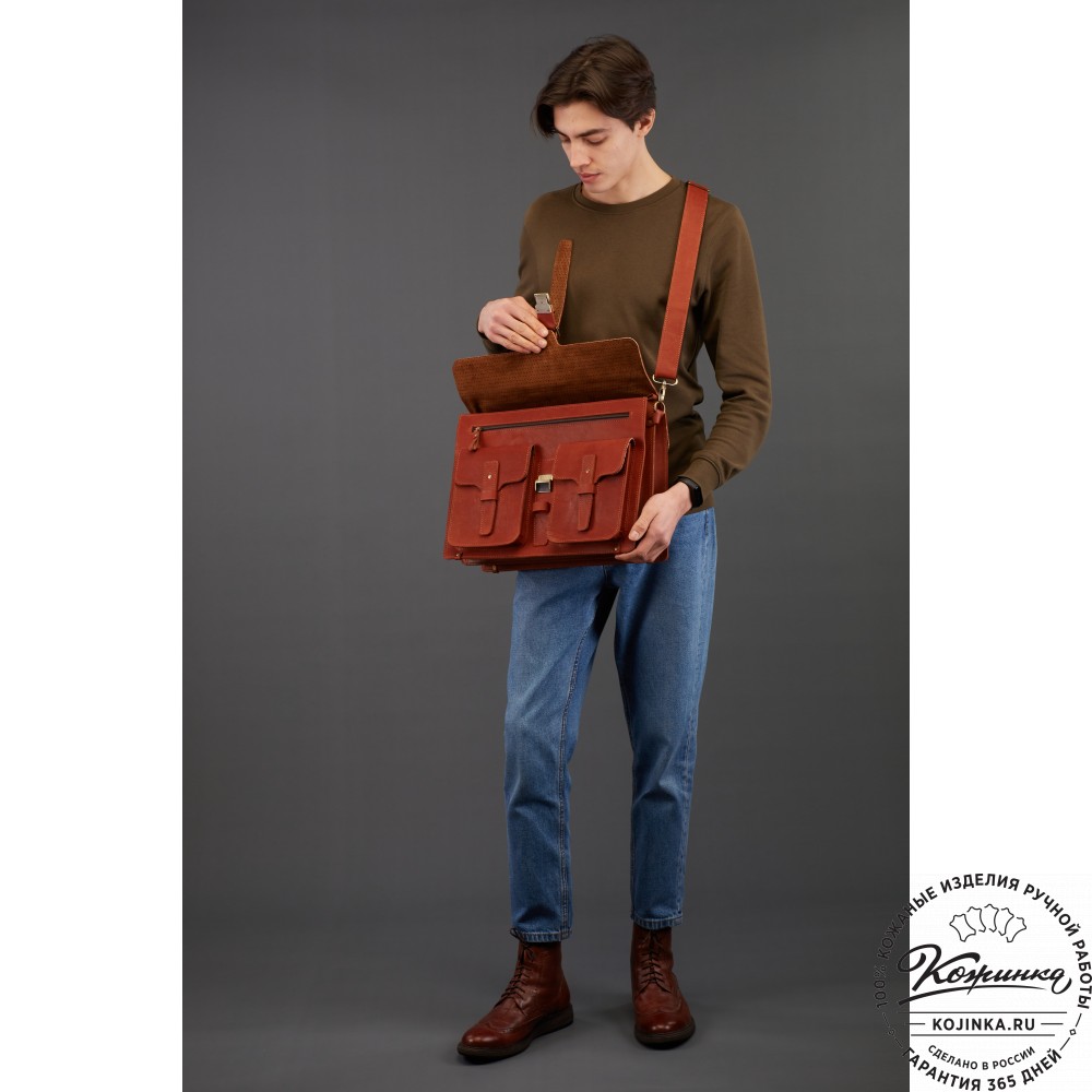 Кожаный портфель "Мирон" (тёмно-коричневый)
