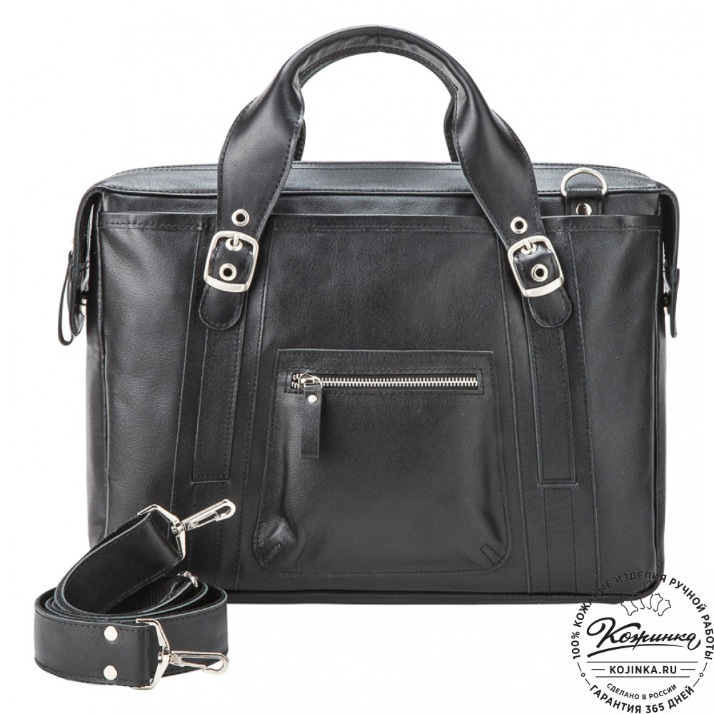 Кожаная деловая сумка "Доминик" (чёрная)